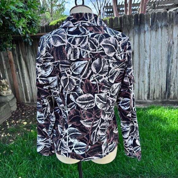 Appleseed’s Leaf Button Blazer Jacket Black Tan Women's Size 10 - Picture 6 of 11